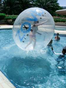 girl in bikini in water zovb ball