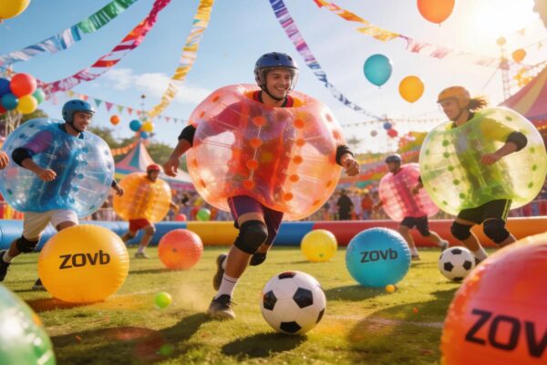 Carnival sports event showcasing AI-driven games with enthusiastic participants enjoying activities.