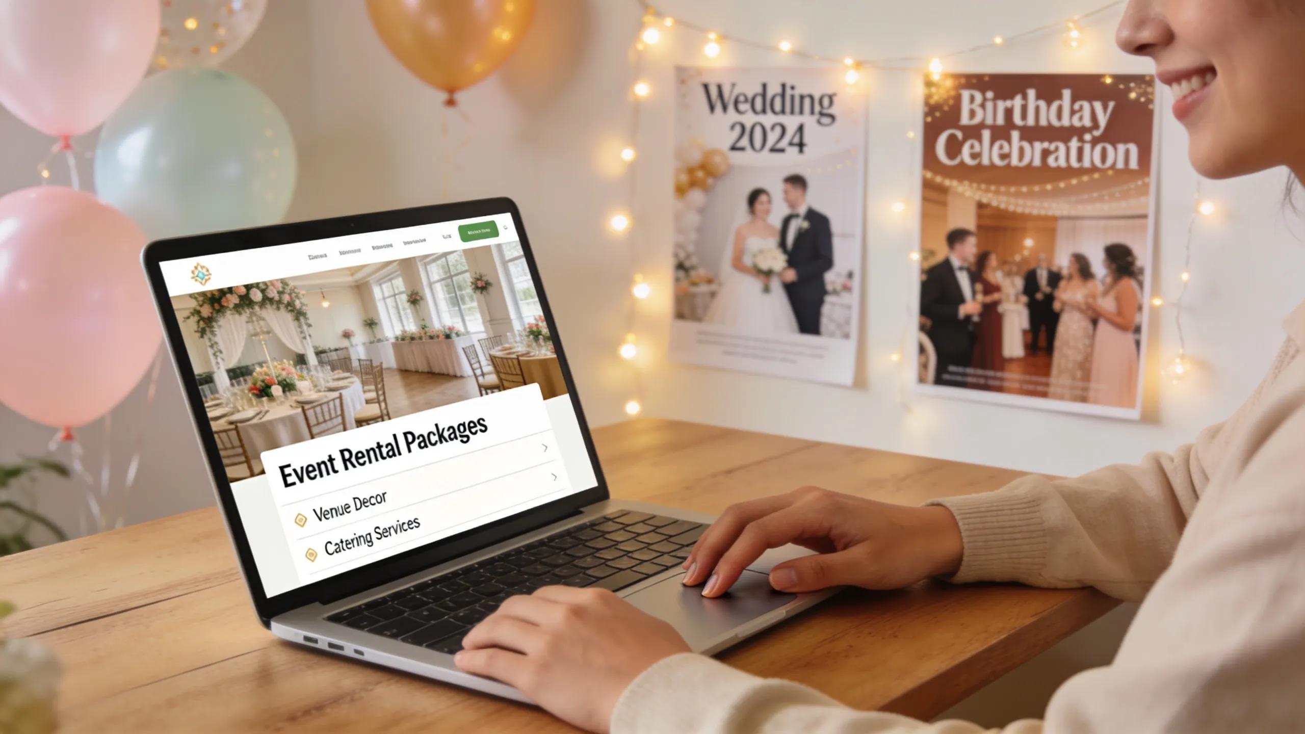 User effectively engaging with an online booking system for carnival event rentals, emphasizing a seamless process.